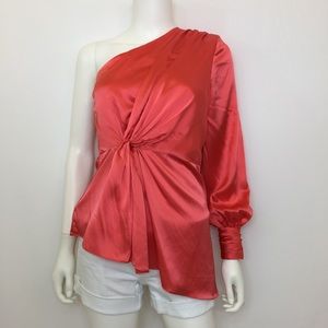 Cinq A Sept Coral One Sleeve Blouse
